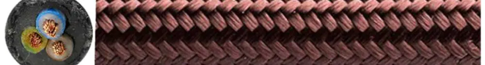 Cavo tessile Roesch H03VV-F 3×0.75mm² LNPE tondo, seta artificiale, marrone 
