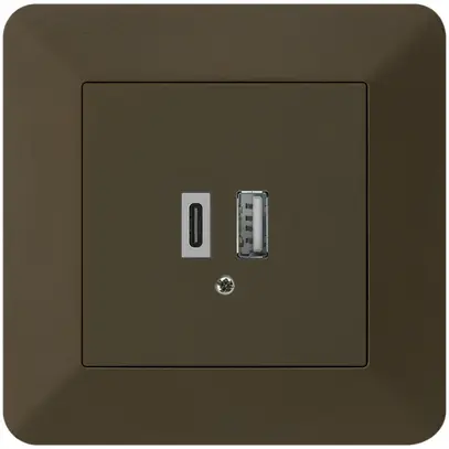 Presa di carica USB INC kallysto.trend 18W PD 1×tipo A 1×tipo C marrone 