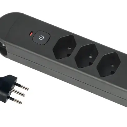 Presa multipla Re:Life 10A con interruttore ACC/CHIUS 3×T13 3×USB 1.8m nero 