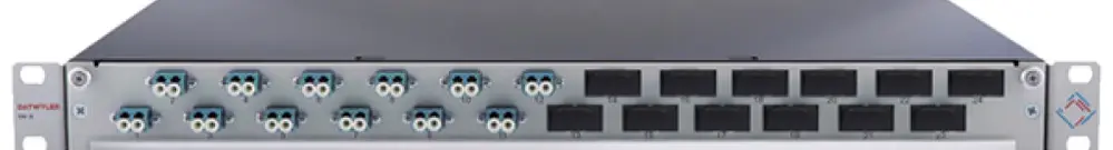 Breakoutbox 19" Dätwyler OV-SO 12×LCD/PC turquoise OM3 décalé 1UH gris 