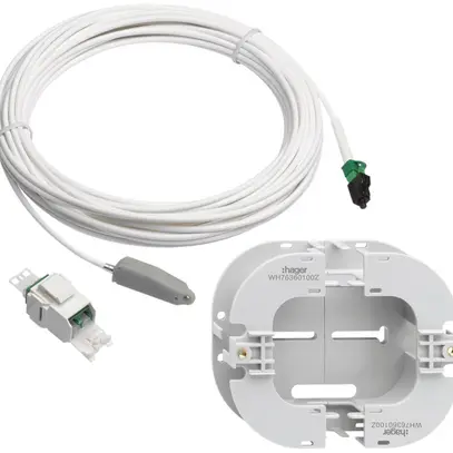Kit FO Hager HMS module de couplage+câble patch 10m fil+adaptateur Keystone bc 