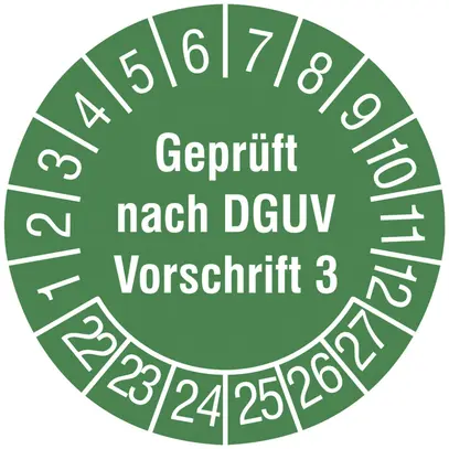 Targhetta di controllo CIMCO "Geprüft nach DGUV V3 2022" Ø20mm verde 