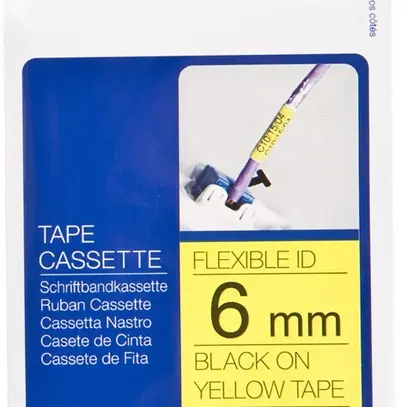 Cassette ruban TZe-FX 6mm×8m jaune/noir 