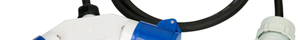 Verlängerung MH CEE16A/3×CEE16A blau 230V H07RN-F3G1.5mm² GDV 1.5m IP44 schwarz 