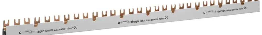 Phasenschiene Hager 3P 3L Gabel 16mm² 80A 1000×56mm weiss 