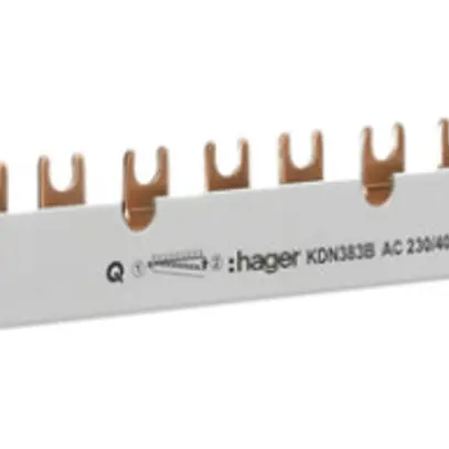 Phasenschiene Hager 3P 3L Gabel 16mm² 80A 1000×56mm weiss 