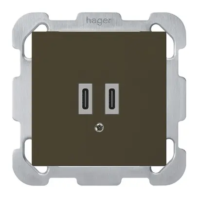 Prise de charge USB ENC Hager kallysto C-C 20W 5V 77×77mm brun 