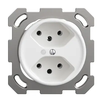 UP-Steckdose Sdue QM, 2×Typ 13, mit LED, mit Befestigungsplatte, weiss 