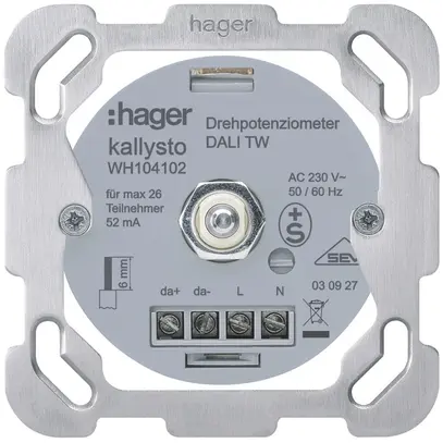 Inserto per potenziometro di potenza DALI TW Hager con placca di fissaggio 