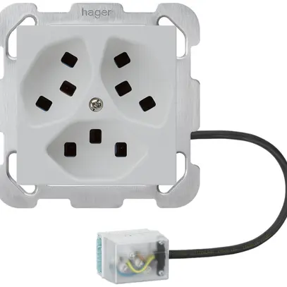 Presa INS Hager kallysto, 3×T23, con adattatore Power L1, K, grigio chiaro 