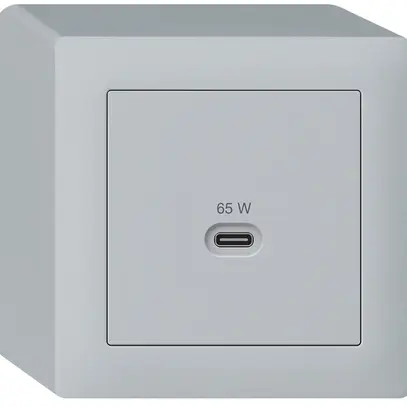 Prise de charge USB AP Hager kallysto type C 65W 3250mA gris clair 