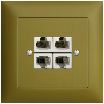 Prise ENC 4×RJ45/u 4P sép.EDIZIOdue olive ITplus 