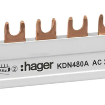 Pettine di raccordo Hager 4P 4L forca 16mm² 80A 210×12mm bianco 