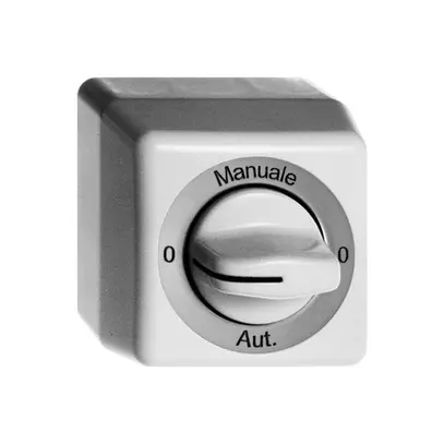 Interrupteur rotatif AP 0-Manuale -0-Aut FH 2/1P blanc, avec manette 