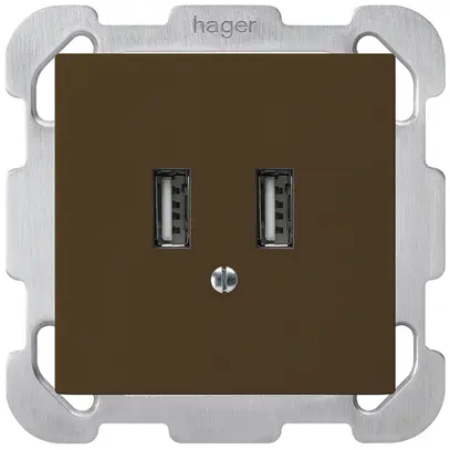 Prise de charge USB ENC Hager kallysto B 240V 2400mA brun 