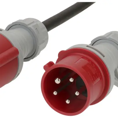 Rallonge MH CEE 16A/CEE 16A rouge 400V H07RN-F5G2.5mm² GDV 10m IP44 noir 