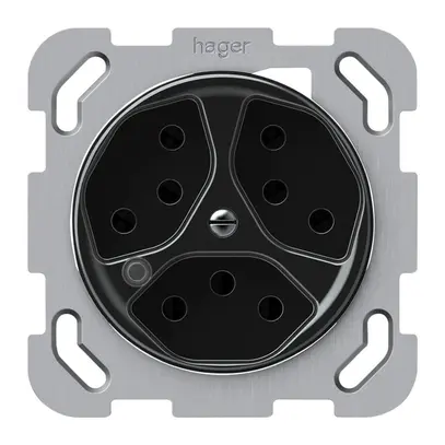 Presa INC origin 3×tipo 13 lum.verde 10A 230V 77×77mm nero 