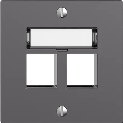 Kit montaggio EDIZIOdue F, uscita dritta, per 2×Keystone, grigio scuro 