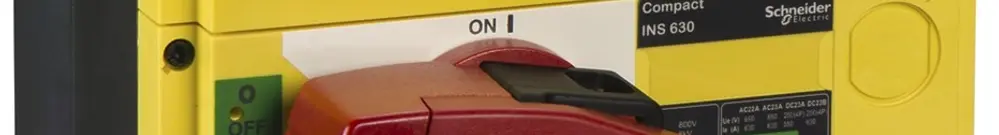 Interuttore di carico Schneider INS 3L 630A con maniglia rotativa rosso/giallo 