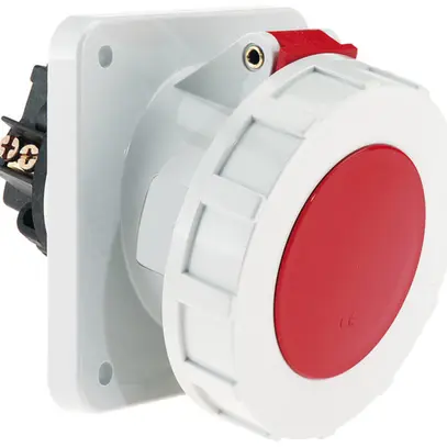Presa INS CEE Bals 5P 63A 500V 6h rosso IP67 nich.QC obliq. 