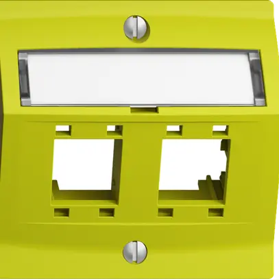 Kit montaggio EDIZIOdue, con cappa di uscita obliqua, per 2×RJ45, lemon 