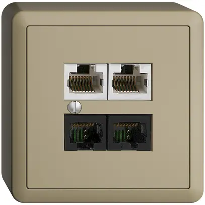 Boîte AP 4×RJ45 2×u/2×s EDIZIOdue sand R&M swissline NT 2ab 