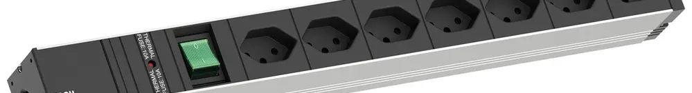 Steckdosenleiste 19" BACHMANN 7×T13 2m mit Schalter 1HE schwarz 