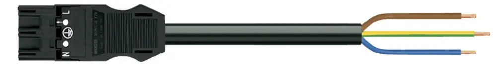 Câble de raccordement MIDI 3×1.5mm² 16A 250V 1m cod.A fiche-libre noir Cca 