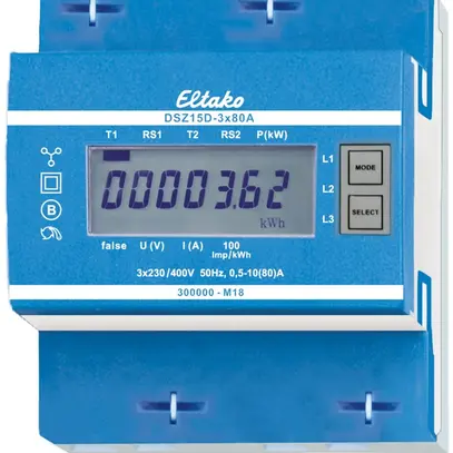 Contatore energia AMD Eltako DSZ15D MID, 3×80A calibrato tariffa singola/doppia 