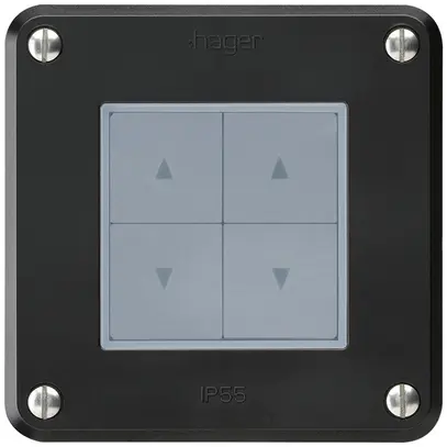 Interrupteur pour stores ENC robusto IP55 noir avec 4 touches de fonction combi 