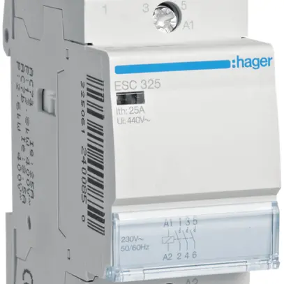 Contattore AMD Hager 230VAC 3 chiusura 0 apertura 25A 2UM 