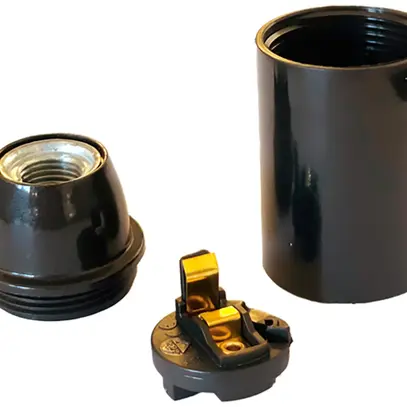 Portalampada Elektrogros E14 thermoplast liscio nero 