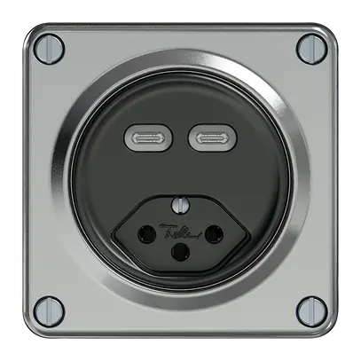 Presa di carica USB ELEMENT 2×USB-C 3000mA + 1×T13 alluminio 