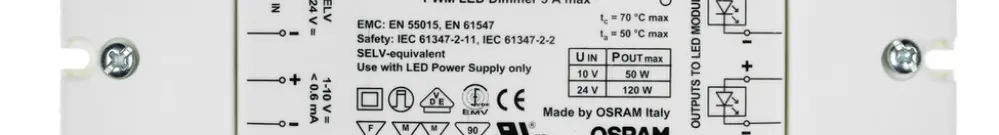Appareil de commande Optoronic DIM 50…120W 1…10V 172×42×20mm 