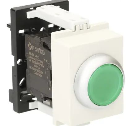 Poussoir lumineux AMD K&N, 24VAC/DC, 1F 6A, 2UM, calotte vert 