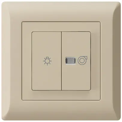Interruttore luminoso INC kallysto.line beige 1/1L simbolo illumin.+ventilazione 