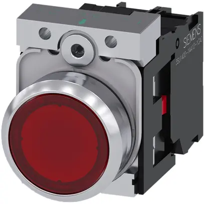 Pulsante luminoso Siemens SIRIUS ACT c.supporto+LED 1Ch rosso metallo lucido 