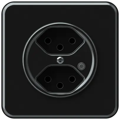 Presa INC origin 2×tipo 13 lum.verde 10A 230V 92×92mm nero 