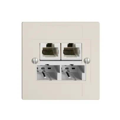 Scatola INC SOHO 2×TT/2×RJ45/u sep.ITplus EDIZIOdue crema 