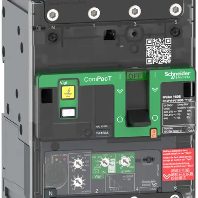 Disjoncteur de puissance ComPacT NSXm100N a.MicroLogic4.1 Vigi 4P 25A 50kA 