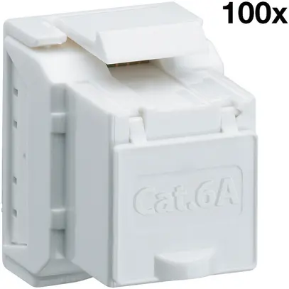 Module RJ45 Hager HMS cat.6a, UTP, blanc, 100 pièces 