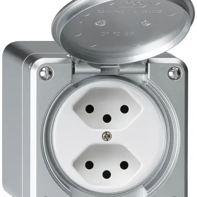 Prise AP robusto 2×type 13 aluminium 