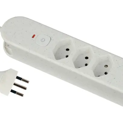 Presa multipla Re:Life 10A con interruttore ACC/CHIUS 3×T13 3×USB 1.8m bianco 