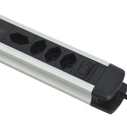 Presa multipla ALU 4×T13 2×USB-A/1×USB-C 2m 3×1mm² interruttore ne/alu 