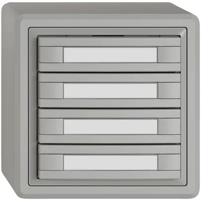 Poussoir universel AP EDIZIO.liv UNI SNAPFIX® s.LED 4× comm.2T étiqu.grc 