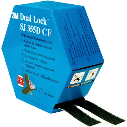 Nastro a strappo 3M Dual Lock SJ355 25mm×5m×5.7mm 40 teste/cm² nero 