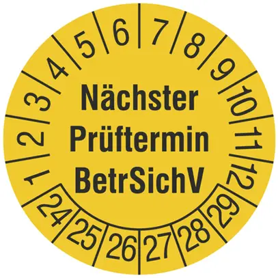 Targhetta di controllo CIMCO Nächster Prüftermin BetrSichV 24 Ø30mm giallo 240pz 