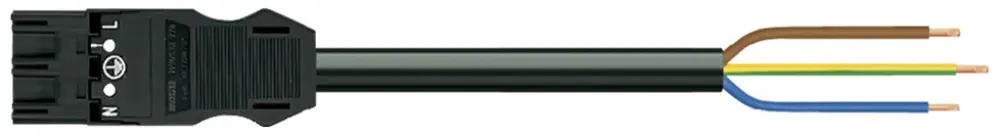 Câble de raccordement MIDI 3×2.5mm² 20A 250V 2m cod.A fiche-libre noir Cca 