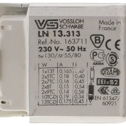 Ballast électromagnetico MH 2×5…9W, 1×10/13W, TC-S, TC-D, TC-T 