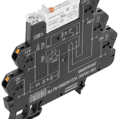 Relais WM TRP ED2 1CO AgSnO2+Au 21.6…253VUC 6A/250VAC bouton test push-in 